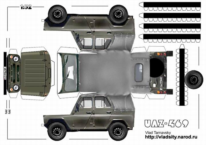 УАЗ 469 макет из бумаги